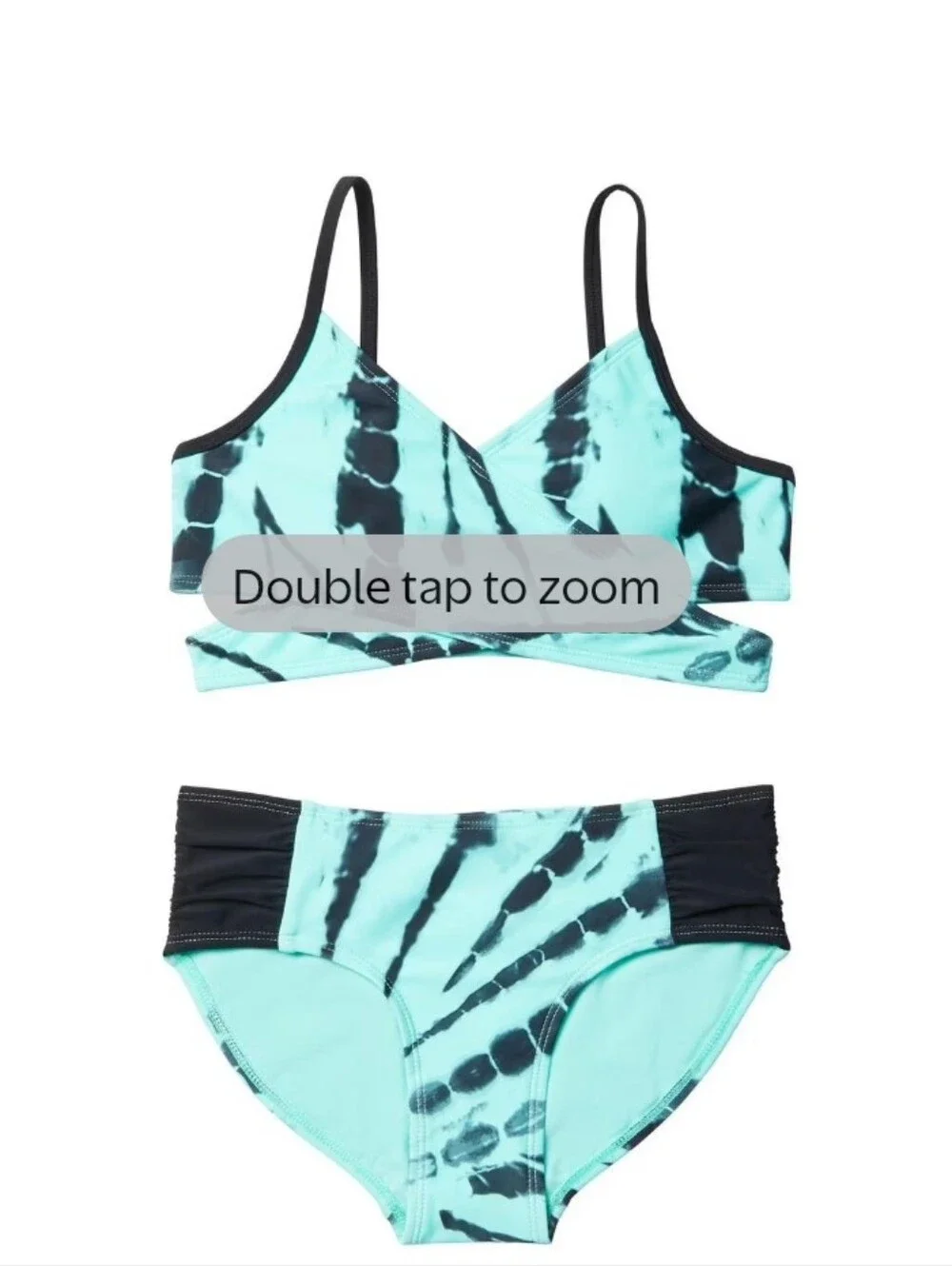 Justice Aqua and Black Tie-Dye 2PC Swim Set Size XL 16-18 NWT